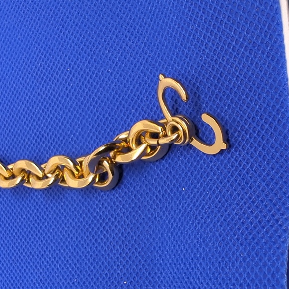 Vtg. 18K Yellow Gold Plated Men Women O Ring Link Chain Bracelet 8.5 Inches - Picture 6 of 8
